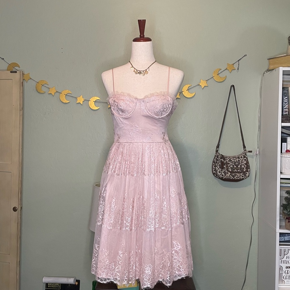 Forever 21 Light Pink Lace Midi Dress